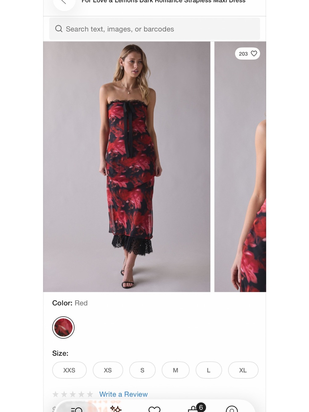 For Love And Lemons Red and Black Strapless Floral Midi Dress - Picture 1 of 1